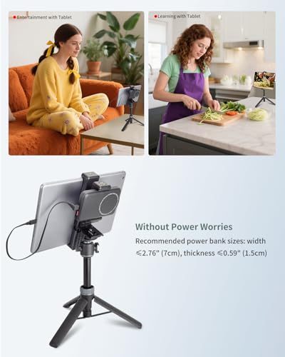 Metal Dual Device Tablet & Phone Holder Tripod Mount Adapter Set for Live Streaming and Teleprompter - Compatible with Tripods, Monopods, Selfie Sticks, Heads, Gimbals and Stabilizers - size: holder only