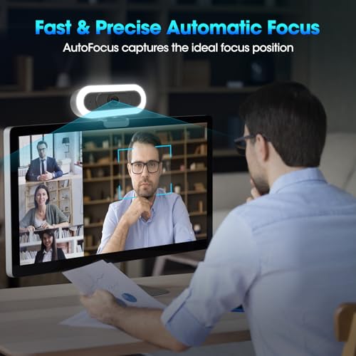 ToLuLu Streaming Webcam 2K 50FPS Web Cam, LED RGB Webcam with Microphone and Light, Autofocus Computer Camera with Cover and Tripod, Plug-Play USB Web cam for PC Desktop/MacBook Gaming Video Calling - style: 2K Autofocus RGB Ring Light webcam