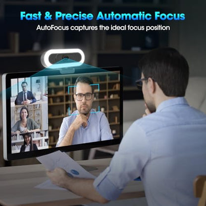ToLuLu Streaming Webcam 2K 50FPS Web Cam, LED RGB Webcam with Microphone and Light, Autofocus Computer Camera with Cover and Tripod, Plug-Play USB Web cam for PC Desktop/MacBook Gaming Video Calling - style: 2K Autofocus RGB Ring Light webcam