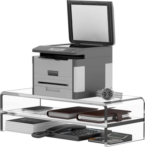 Egchi Acrylic Monitor Stand, 2 Tiers Computer Monitor Riser(20x8x5.5 Inch), Monitor Riser/Computer Stand for Home,Office,Business,PC Desk Stand for Keyboard Storage& Multi-Media Laptop Printer Screen - size: 20''x8''x5.5''- 2 Tiers