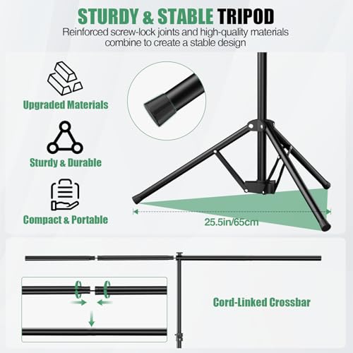 Black Backdrop Kit, 5×7ft Portable Black Photo Background with Adjustable T-Shaped Stand, 5 Clamps, Carrying Bag for Parties, Streaming, Photography, Zoom, Gaming, Video Studio - color: black