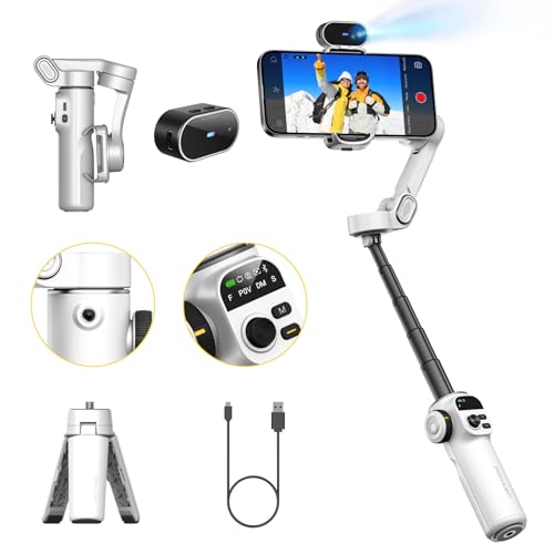 AOCHUAN Gimbal Stabilizer for iPhone, Phone Gimbal with AI Tracking Sensor for Vlog Recording, 3-Axis Phone Gimbal with 7.8' Extension Rod and OLED Display for iPhone/Android-Smart X2 AI White - color: White, size: AI