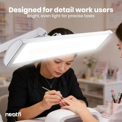 Neatfi Ultra 3,500 Lumens LED Desk Lamp with Base– 45W, 270 SMD LEDs, Shadow-Free | Adjustable Brightness | Non-Flickering Task Light for Nail, Craft & Office (White-3, 26-Inch Wide Shade) - color: White-3