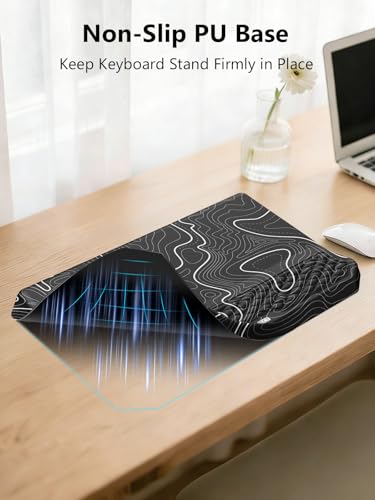2-in-1 Ergonomic Keyboard Stand with Wrist Rest, Comfy Keyboard Riser Holder with Massage Design, Black Topographic - color: Black Topographic