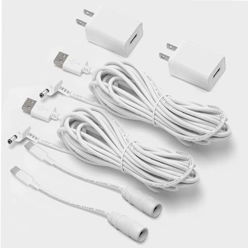 2 Pack Adapter Charger for Ring Stick Up Cam 3rd Gen/2nd & Ring Pan Tilt Stick Up Camera, Spotlight Cam Plus/Pro Indoor/Outdoor Weatherproof Charging Cable Barrel dc Plug Power Cord - style: 2 Pack