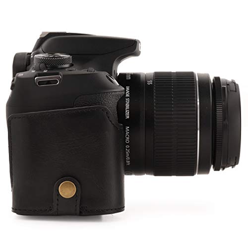 MegaGear MG1607 Ever Ready Leather Camera Case compatible with Canon EOS Rebel T7 (18-55mm), 2000D (18-55mm) - Black - color: Black