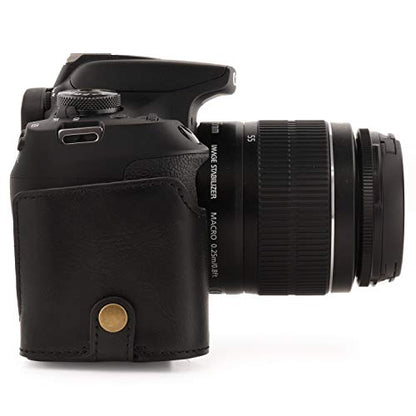 MegaGear MG1607 Ever Ready Leather Camera Case compatible with Canon EOS Rebel T7 (18-55mm), 2000D (18-55mm) - Black - color: Black