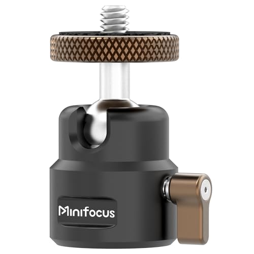 Mini Ball Head, Metal Tripod Ballhead w 1/4" Threaded Hole, 360° Swivel 125° Tilt Tripod Mount Adapter for Compact DSLR Mirrorless, Camcorder, Action Cam, LED Video Light, Light Stand, Max Load 11Ib - color: S3018
