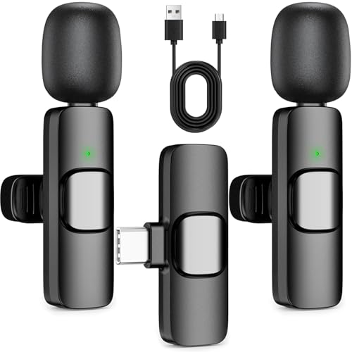 Wireless Lavalier Lapel Microphone for iPhone – Mini Bluetooth Mic with Reverb, Portable Clip-on Mic for Video Recording, Vlogging, Podcast, Interviews, TikTok, YouTube - color: Black