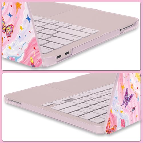 Cute Graffiti Printed Hard Shell Case for 2026 MacBook Neo 13 Inch A3404 A18 Pro, with Screen Protector, Keyboard Cover, Silicone Dust Plugs & Webcam Privacy Cover, Colorful Heart & Butterfly - color: Blush Pink Graffiti