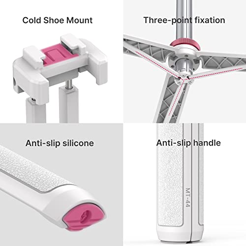 ULANZI MT-44 Extendable Phone Tripod, 59" Selfie Stick Portable Vlog Tripod Stand with 2 in 1 Phone Clip 1/4" Screw, 360° Ball Head Camera Tripod for DJI Pocket Sony Canon Action Fujifilm, White - color: WHITE