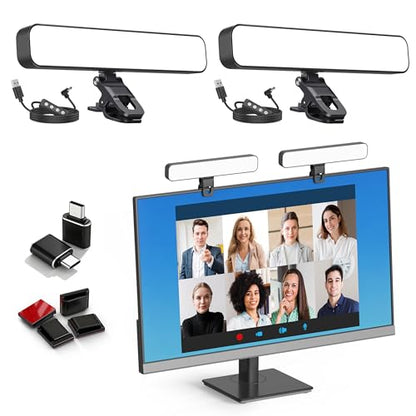 ALTSON 16W 2PCs Video Conference Lighting, LED Streaming Light Clip-On, Zoom Lighting for Computer Monitor Webcam Laptop, Desk Ring Light for Video Recording Podcast, Eye-Caring&360° Rotary Backlight