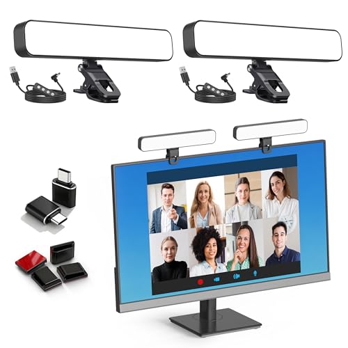 ALTSON 16W 2PCs Video Conference Lighting, LED Streaming Light Clip-On, Zoom Lighting for Computer Monitor Webcam Laptop, Desk Ring Light for Video Recording Podcast, Eye-Caring&360° Rotary Backlight