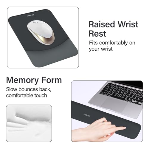 MOSISO Keyboard Mouse Pad Set, Large Gaming Mouse Pad&Rectangular Keyboard Wrist Rest&Mousepad with Wrist Rest&Coaster, Ergonomic Non-Slip&Easy Typing Pad with Curved Silicone Lining, Slate Gray - color: Slate Gray