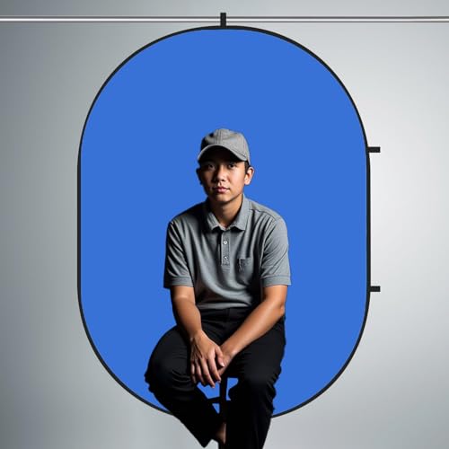 Kate Collapsible Pop-Up Backdrop for Self-Tape Auditions, Professional Headshots, Video Conferencing & Live Streaming - Portable Photography Background (5'x6.5' / 1.5x2m,Blue/Green - color: Blue/Green