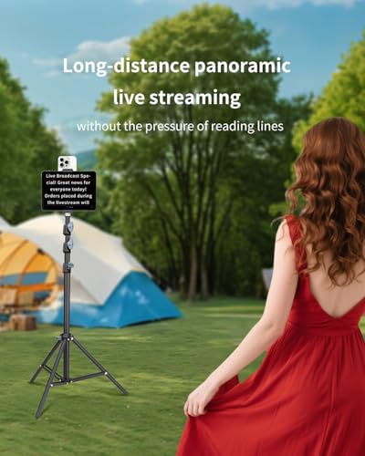 Large Screen Teleprompter Holder for Tablet & Phone with 70.8" Extendable Tripod, Dual Device Design, Compatible with iPad/iPhone/Samsung and More. Perfect for Live Streaming/Video Recording - size: holder with 70.8-inch tripod