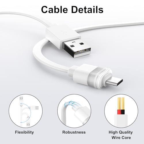 Newding Power Cable Compatible with Simplisafe Outdoor Security Camera, All Weather Conditions Continuously Charge, IP65 Weatherproof Interface, 25FT Charging Cord White