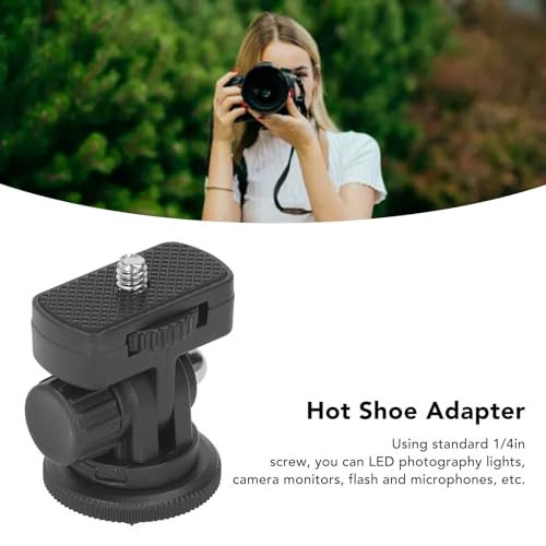 Gavigain Hot Shoe Mount Adapter Mini Ball Head Cold Shoe Mount Adapter 1/4" Screw 180 Degree Swivel for DSLR Camera, Camcorder, Microphone, Video Monitor