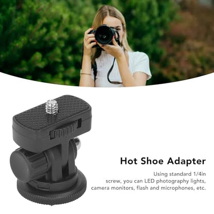 Gavigain Hot Shoe Mount Adapter Mini Ball Head Cold Shoe Mount Adapter 1/4" Screw 180 Degree Swivel for DSLR Camera, Camcorder, Microphone, Video Monitor
