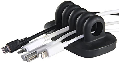 Desktop Cable Organizer, Weighted, No Bad Smell, Bundled with 4 Reusable Cable Ties (Black) - color: Black