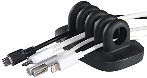 Desktop Cable Organizer, Weighted, No Bad Smell, Bundled with 4 Reusable Cable Ties (Black) - color: Black