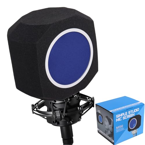 Pro-Grade Microphone Isolation Ball & Pop Filter — High-Density Acoustic Foam Noise Reduction Shield for USB & Condenser Mics, Portable Vocal Recording Sound Absorption for Podcast, Studio & Streaming - color: Blue
