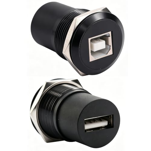 PENGLIN 2PCS USB B to A Panel Mount Connector, USB2.0 Type B Data Connector for Printer Scanner, Used for HP, Canon, Dell, Epson, Xerox,Lexmark and More Device - color: Black, size: 2PCS(USB-B to A)