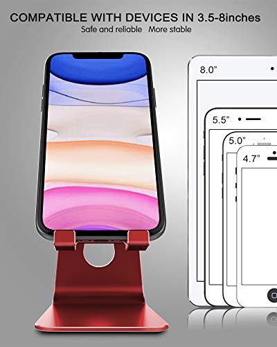 CreaDream Adjustable Cell Phone Stand, Phone Stand, Cradle, Dock, Holder, Aluminum Desktop Stand Compatible with Phone Xs Max Xr 8 7 6 6s Plus SE Charging, Accessories Desk,All Mobile Phones-Red - color: Red