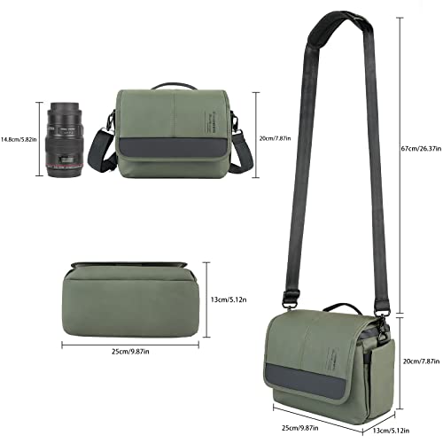 Besnfoto Camera Bag Small DSLR Camera Shoulder Bag for Photographer Waterproof Messenger Bag Crossbody Case Compatible with Canon Sony Nikon - color: Army Green, size: Medium