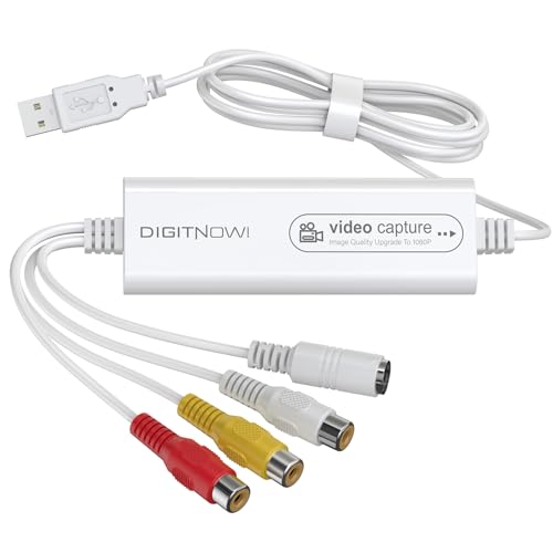 Video Capture, USB Video Capture Device, Convert VHS to Digital, VHS/VCR/Hi8/Mini DV to Digital/DVD Converter, for Tape Player Camcorder Camera iPad PC TV OBS, for Mac OS, Android, Windows - color: white