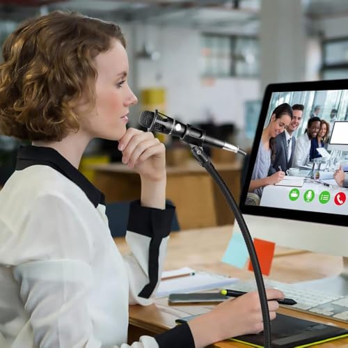Microphone Arm Stand Long 12'' Sturdy Gooseneck Mic Stand Adjustable Microphone Arm Stand with Clamp - Mic Holder Flexible Mike Stand Podium Compact Mic Arm for Desk Traveling (Black) by Auray - size: 12" Gooseneck