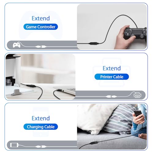 USB Extension Cable 6FT USB Male to Female Extender Cord for Keyboard/Mouse/Flash Drive/Printer/Camera/Webcam/Hard Drive/USB Hub/Headset,High Data Transfer USB3.0 Extension Cord - Black