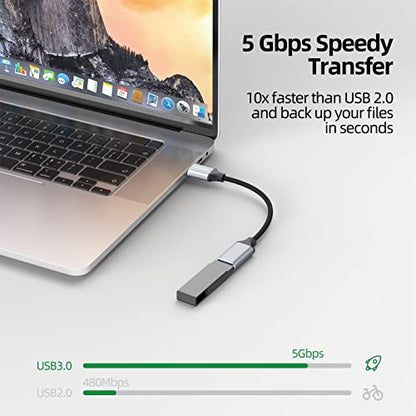 Short USB Extension Cable 6 inch 2 Pack, USB A 3.0 Extender Male to Female Cord Braided Compatible with Flash Drive, Printer, Camera, Mouse, Keyboard, Headset, Phone - size: 0.5FT