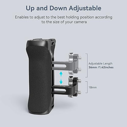 SmallRig Aluminum Side Handle for Camera Cages, Universal Ergonomic Side Handgrip with Bulit-in 1/4"-20 Locating Hole, Strap Hole, Cold Shoe, 36mm Up/Down Adjustable - style: Screws Side Handle