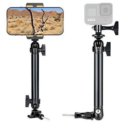 2-Ball-Head Adjustable Outdoor Phone Trail Action Camera Hunting Video Recording Vlogging Time Lapse Mount Serurety Camera Mounting Gear for iPhone Samsung GoPro Insta360 Akaso Blink Arlo