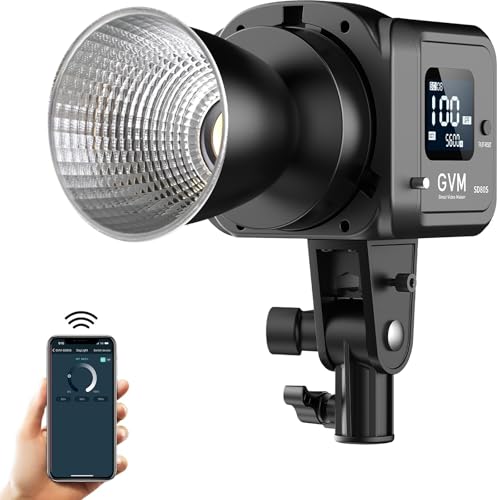 GVM 80W Video Light, Continuous Lighting for Photography with Bowens Mount, 5600K, 44100Lux/0.5m Studio Light with APP, CRI 97+ 8 Scene Lights Support AC Adapter & NP Battery - size: 5600K