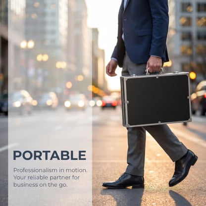 SUPVOX Hard Briefcase Metal Briefcase Black, Locking Aluminum Case with Wave Foam Insert, Protective Carrying Case for Sensitive Instruments, Cameras and Valuables - color: Black