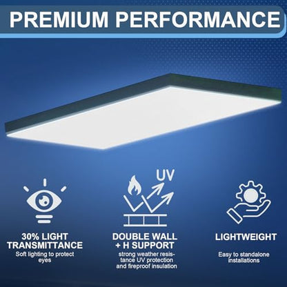 Pushglossy 4 Pack 23.75" X 47.75" X 0.2" Fluorescent Light Covers Classroom Office Diffuser Panels for 2x4ft Drop Ceiling Light Fixture Polycarbonate Replacement Cover for Hospital Home (Milky White) - color: Milky White