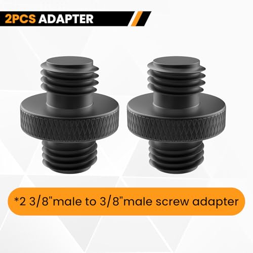 3/8" Male to 3/8" Male Threaded Tripod Screw Adapter, 2 Pcs Standard Mounting Thread Converter, Double Head Stud for Camera Mount (Black) - size: 3/8" Male to 3/8" Male
