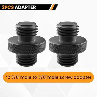3/8" Male to 3/8" Male Threaded Tripod Screw Adapter, 2 Pcs Standard Mounting Thread Converter, Double Head Stud for Camera Mount (Black) - size: 3/8" Male to 3/8" Male
