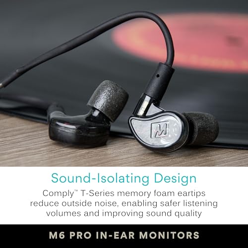 MEE audio M6 PRO Musicians' In-Ear Monitors Wired + Wireless Combo Pack: Includes IEMs, 2 Audio Cables and BT3 Hi-Res Bluetooth Audio Adapter w/aptX, LDAC, Auracast Support, & Built-In Headset (Black) - color: Black, style: IEMs + Bluetooth Adapter