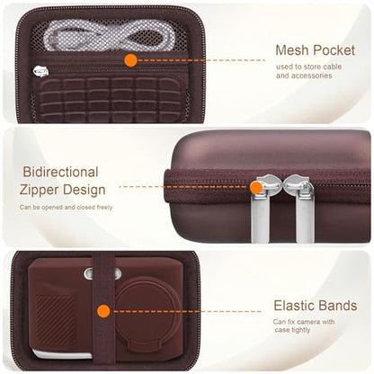 Case for Kodak PIXPRO FZ45 Digital Camera (Hard Case + Soft Silicone Cover) | Kodak PIXPRO FZ45 Digital Camera Hard Carrying Case and Soft Silicone Protective Case with Removable Lens Cover, Brown - color: Brown