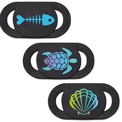 Laptop Camera Cover Slide Webcam Cover for Privacy Fits for Mini PC, PC, Surface, Tablet, Desktop Computer, Smart Phone - 3 Packs, Ocean - color: Ocean