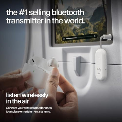 AirFly Pro 2 – Bluetooth Adapter, Pair 2 AirPods or Wireless Headphones – 3.5mm AUX Bluetooth Transmitter and Receiver for Cars, Boats, Treadmills, TVs & More – Travel Essentials,White - color: White, style: AirFly Pro 2