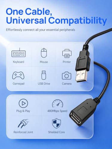 75FT USB 2.0 Cable,Long USB2.0 A Male to Female,USB A Cable Extension Cord,USB 2.0 A Data Transfer Extender USB Cable， USB2.0 A Connector for USB Flash Drive/Hard Drive - size: 75FT
