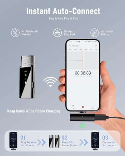 Pro 4 Wireless Lavalier Lapel Microphone System for iPhone Android Phone PC Laptop with USB C/Lightning, 48KHz 24Bit, Reverb,Noise Cancelling for Video Recording Podcast Stream Vlog