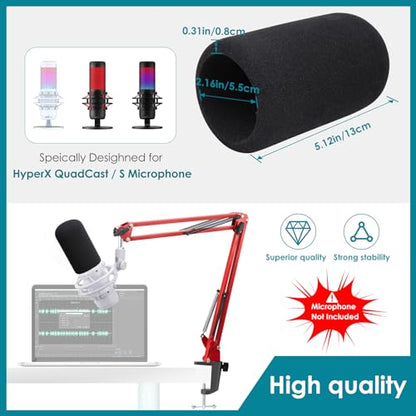 Red Mic Arm Compatible with HyperX QuadCast S - Premium QuadCast S Microphone Boom Arm for Gaming, Streaming by YOUSHARES - color: Red