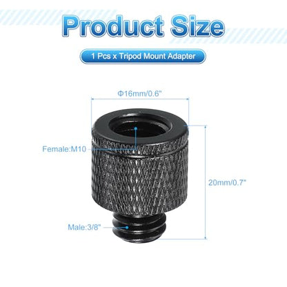 PATIKIL Tripod Screw Adapter M10 Female to 3/8" Male, Tripod Nut Connectors Camera Mount Screw Camera Double Head Converter for Microphone Holder Magic Arms Accessories - size: M10 to 3/8"