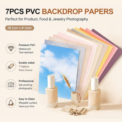 7pcs Double-Sided Photo Backdrop Board Kit, 16x11.5in PVC Flat Lay Background Paper, 14 Patterns, with 2pcs 11x11in Window Shadow Panes for Product, Food, Jewelry Photography - color: Shadow