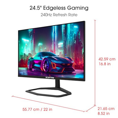 Sceptre New 24.5-inch Gaming Monitor 240+Hz 1ms DisplayPort x2 HDMI x2 100% sRGB AMD FreeSync Premium Build-in Speakers, Machine Black 2025 (E255B-FWD240 Series) - style: 24.5" 240Hz